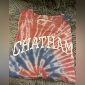 Chatham Tie-Dye Tee Shirt size Med long sleeves, red, and blue tie-dye in NWOT